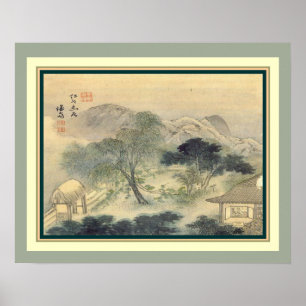 Poster Jeong Seon Literati Landscape 18th Century-16x20