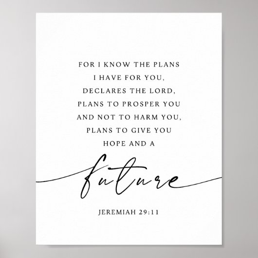Poster Jeremiah 29:11 For I know the plans (Devant)