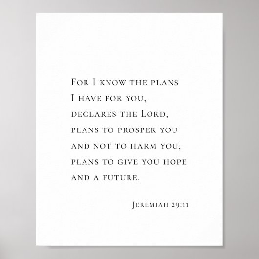 Poster Jeremiah 29:11 For I know the plans (Devant)