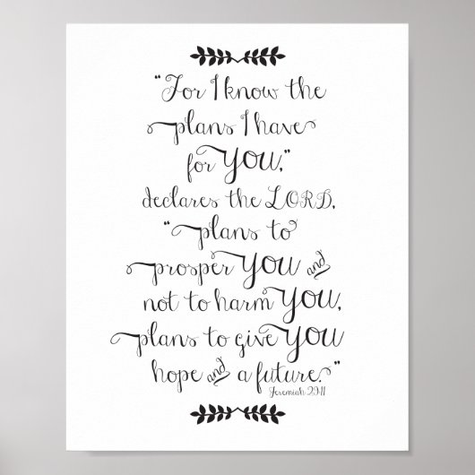 Poster Jeremiah 29:11 For I Know the Plans Bible Verse (Devant)