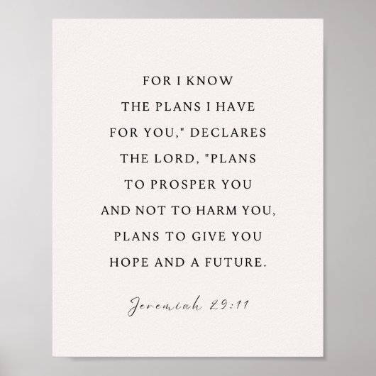 Poster Jeremiah 29:11 NIV Car je connais les plans (Devant)