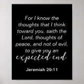 Poster Jeremiah 29 Pensées de paix Citation chrétienne (Devant)