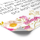 Poster Jeremiah 33:3 Appel à moi Pink Floral Scripture (Coin)