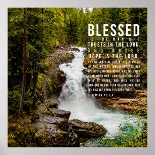 Poster Jérémie 17:7-8 Écriture biblique chrétienne Nature