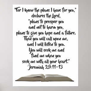 Poster Jérémie 29:11-13 Faites confiance à Dieu Bible