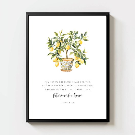 Poster Jérémie 29:11 Arbre au citron aquarelle moderne