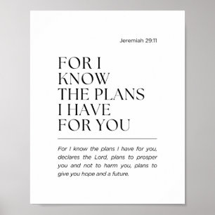 Poster Jérémie 29:11 Car je connais les projets