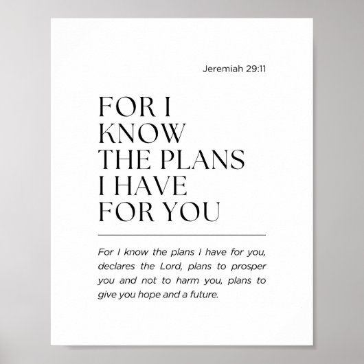 Poster Jérémie 29:11 Car je connais les projets (Devant)