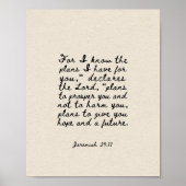 Poster Jérémie 29:11 Car je connais les projets que j'ai (Devant)
