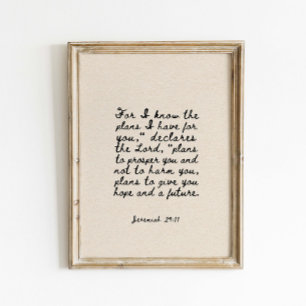 Poster Jérémie 29:11 Car je connais les projets que j'ai