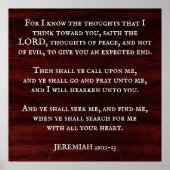 Poster Jérémie 29:11 Écriture de la Bible du Roi Jacques (Devant)