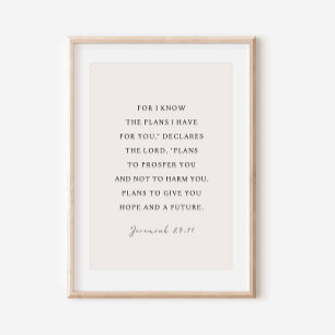 Poster Jérémie 29:11 Je connais les plans que j'ai pour v