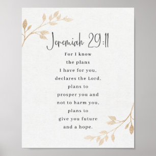 Poster Jérémie 29:11, verset biblique