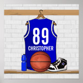 Poster Jersey Blue and White Basketball (Devant)