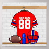 Poster Jersey de football bleu blanc rouge personnalisé (Devant)