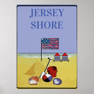 Poster Jersey Shore Beach Vintage Style
