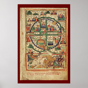 Poster Jérusalem dans les temps croisés Manuscrit illustr