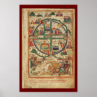 Poster Jérusalem dans les temps croisés Manuscrit illustr