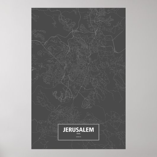 Poster Jérusalem, Israël (blanc sur noir) (Devant)