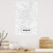Poster Jérusalem, Israël (noir sur blanc) (Cuisine)