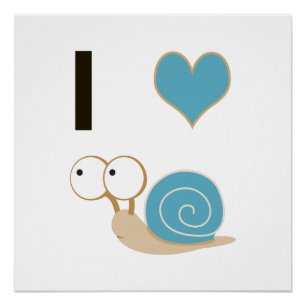 Poster J'escargots cardiaques - bleu