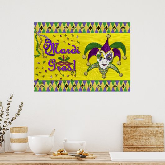 Poster Jester Mask Mardi Gras Arlequin (Cuisine)
