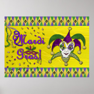 Poster Jester Mask Mardi Gras Arlequin