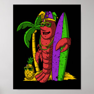 Poster Jester Surfer Mardi Gras Surf Carnaval