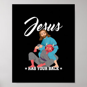 Poster Jésus A Ton Dos Jiu-Jitsu BJJ Drôle MIXED MARTIAL