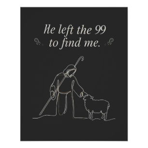 Poster Jésus Agneau   Il a quitté les 99 pour me trouver 