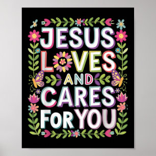 Poster Jésus Aime Et S'Occupe De Vous