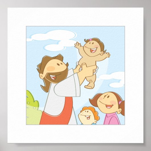 Poster Jésus Aime Les Petits Enfants - 6 x 6" (Devant)