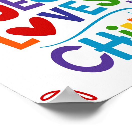 Poster Jésus Aime Les Petits Enfants Chrétiens (Coin)