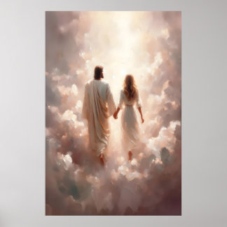Poster Jesus and Woman Jesus Holding Hands Woman Jesus