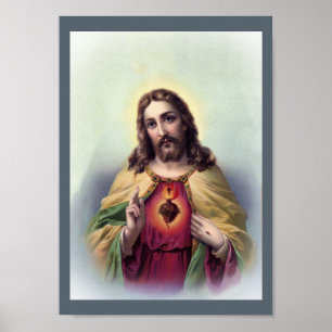 Poster Jésus avec le Coeur lumineux