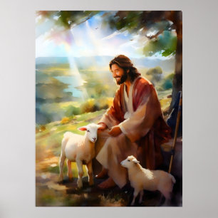 Poster Jésus avec le mouton