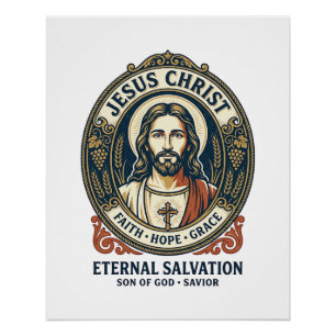 Poster Jesus Barber Hommes Toilettage Graphique T-Shirt C