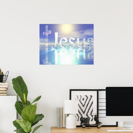 Poster Jésus bleu (Bureau à domicile)