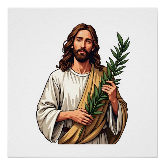 Poster Jesus Branche d'Olivier Vintage Tee Gravé 2 (Devant)