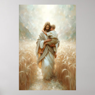 Poster Jesus Carrying Boy Jesus and Child Jesus and Kids