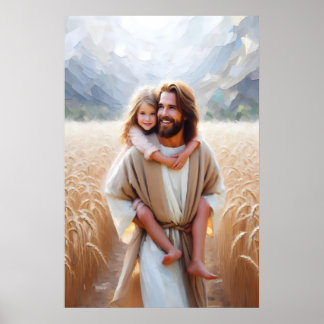 Poster Jesus Carrying Little Girl Jesus and Children Jesu