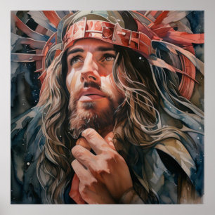 Poster Jésus cherchant une direction venant du Père