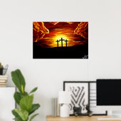 Poster Jésus Christ amour de Dieu Croix Crucifix (Bureau à domicile)