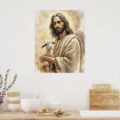 Poster Jésus Christ avec agneau (Cuisine)