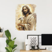 Poster Jésus Christ avec agneau (Bureau à domicile)