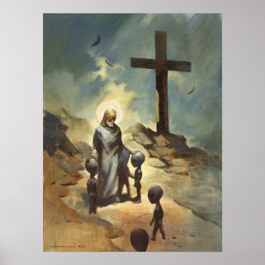 Poster Jésus Christ bénit les gris (Devant)
