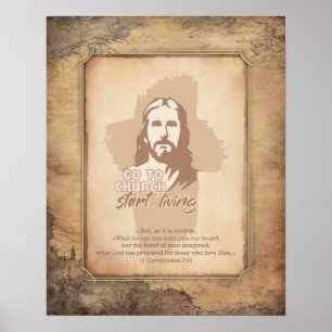Poster Jésus-Christ. Chrétien Pracher Vieux