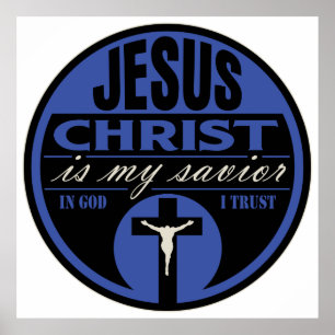 Poster Jésus Christ est Mon Sauveur(Bleu)