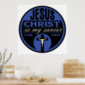 Poster Jésus Christ est Mon Sauveur(Bleu) (Cuisine)