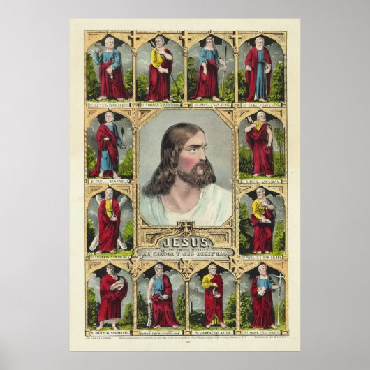 Poster Jésus-Christ et les douze apôtres christianisme (Devant)